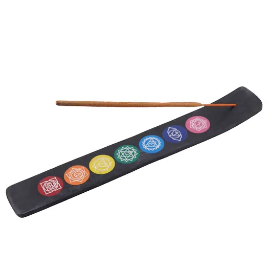 Suport ardere betisoare parfumate cu cele 7 chakre, negru - 25,5cm, imagine 2