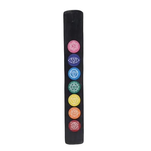 Suport ardere betisoare parfumate cu cele 7 chakre, negru - 25,5cm
