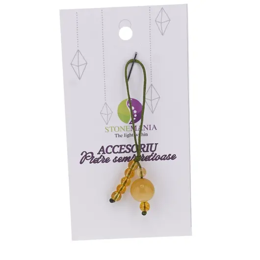 Accesoriu cu pietre semipretioase Agat galben sfera 10mm si Citrin 4mm