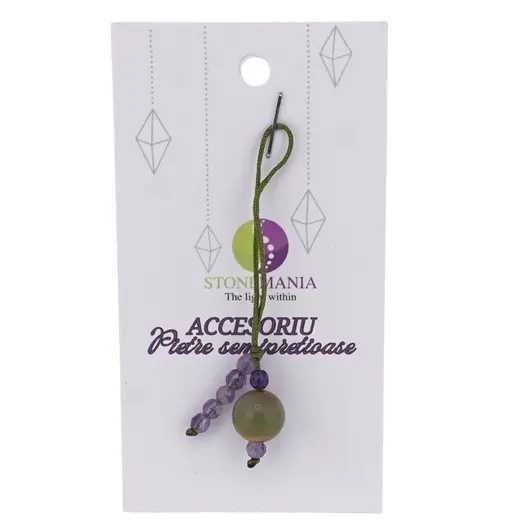 Accesoriu cu pietre semipretioase Amazonit sfera 10mm si Ametist 4mm