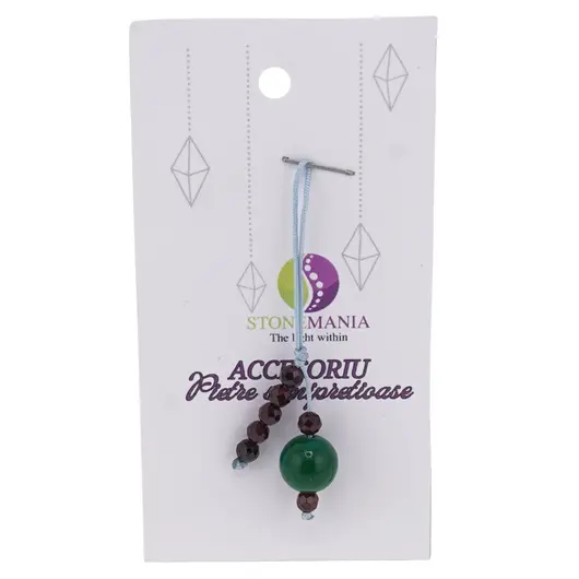 Accesoriu cu pietre semipretioase Crisocola sfera 10mm si Granat 4mm