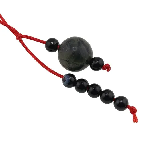 Accesoriu cu pietre semipretioase Jasp Kambaba sfera 10mm si Agat negru 4mm, imagine 2