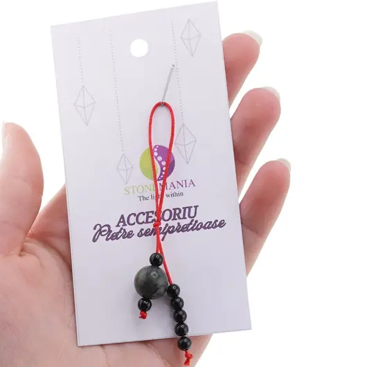 Accesoriu cu pietre semipretioase Jasp Kambaba sfera 10mm si Agat negru 4mm, imagine 3