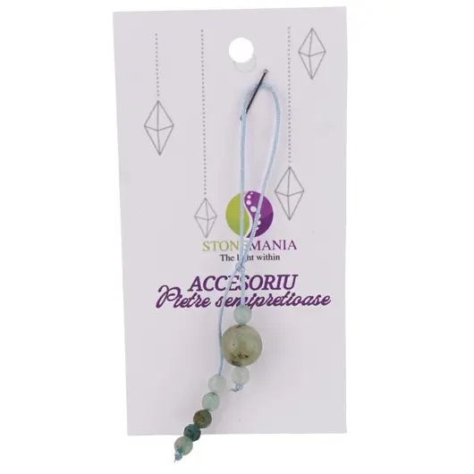 Accesoriu cu pietre semipretioase Prehnit sfera 10mm si mix cristale 4mm