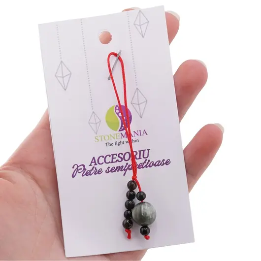 Accesoriu cu pietre semipretioase Serafinit sfera 10mm si Obsidian auriu 4mm, imagine 3