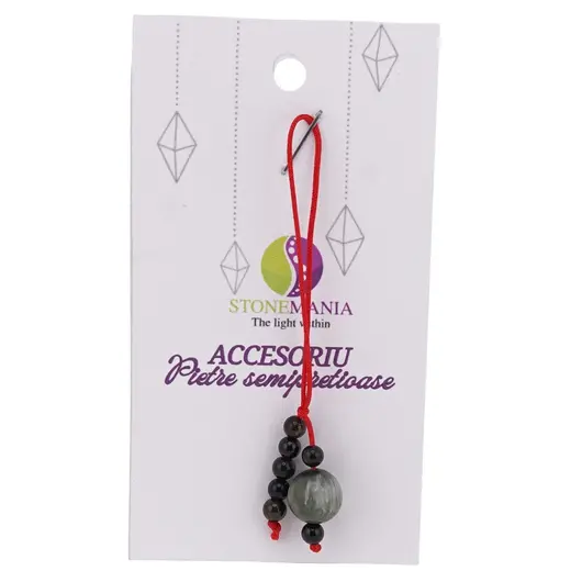 Accesoriu cu pietre semipretioase Serafinit sfera 10mm si Obsidian auriu 4mm
