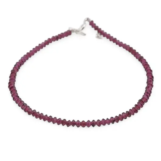 Bratara Granat Rhodolit discuri fatetate 3mm si argint 925, imagine 2