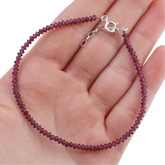Bratara Granat Rhodolit discuri fatetate 3mm si argint 925, imagine 4