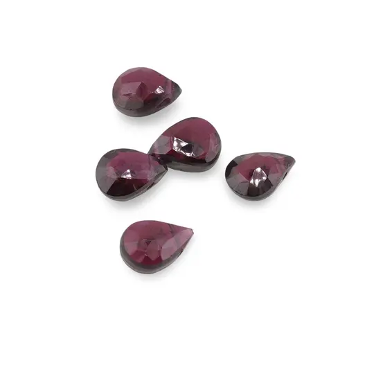 Briolete fatetate Granat - Flat briolette, 5 buc