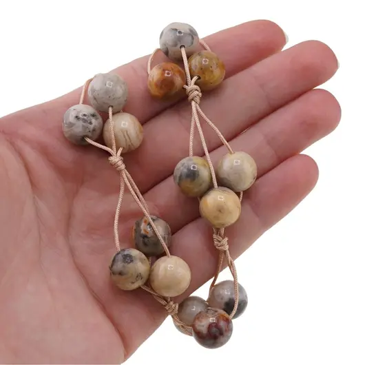 Colier confectionat manual pe snur cu Agat Crazy Lace sfere, 10mm, imagine 4