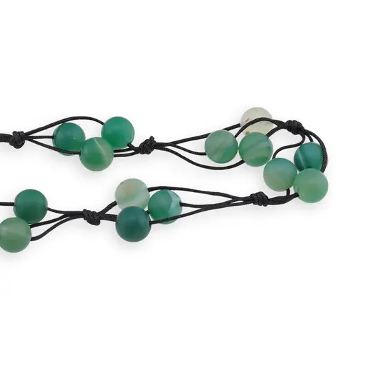 Colier confectionat manual pe snur cu Agat verde mat sfere, 8mm, imagine 2