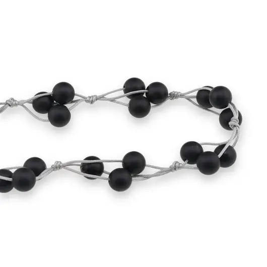 Colier confectionat manual pe snur cu Onix negru mat sfere, 8mm, imagine 2