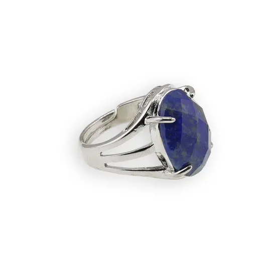Inel reglabil argintiu cu Lapis Lazuli, 18mm, imagine 2
