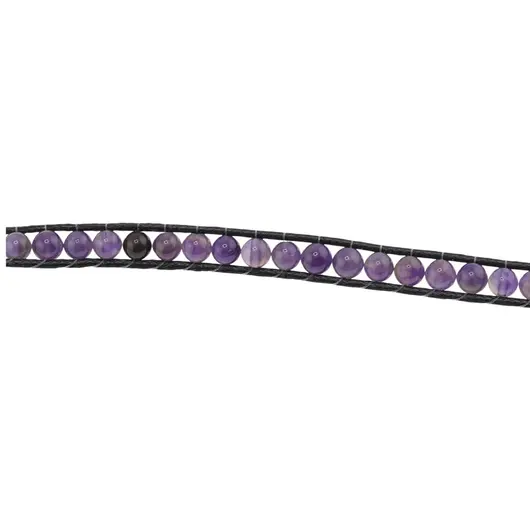Bratara wrap tripla Ametist sfere, 4mm, imagine 4