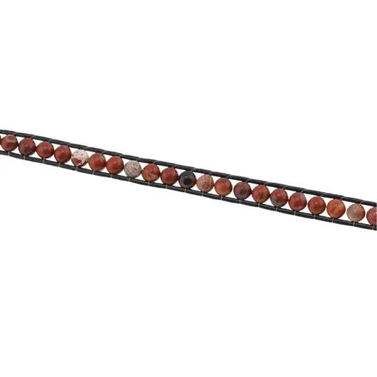 Bratara wrap tripla Jasp Rosu sfere, 4mm, imagine 2