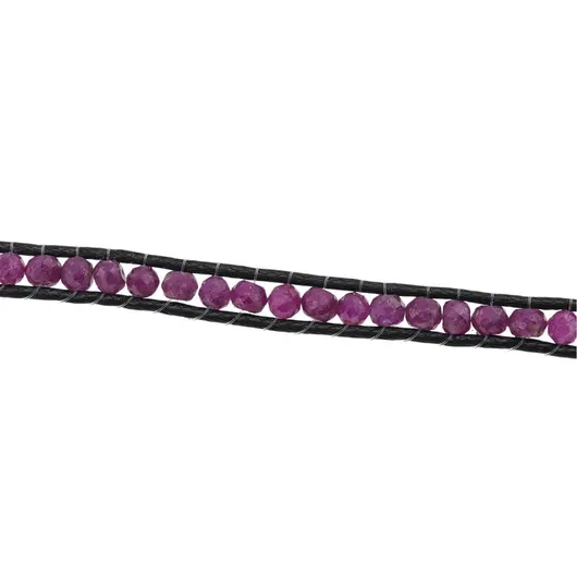 Bratara wrap tripla Rubin sfere fatetate, 3mm, imagine 4