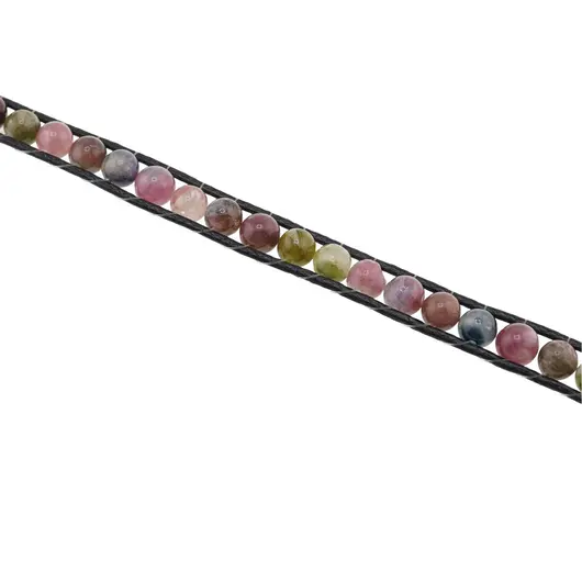 Bratara wrap tripla Turmalina multicolora sfere, 5mm, imagine 4