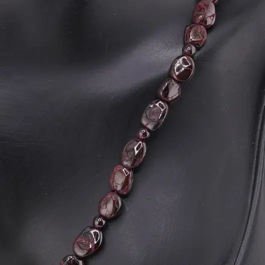 Colier Granat neuniform 6-10mm si sfere 3mm, imagine 3