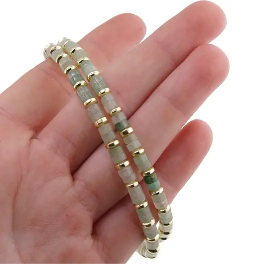 Colier Jad discuri 4mm cu elemente aurii in cutie cadou, imagine 4