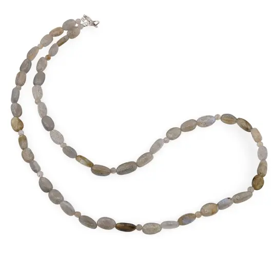 Colier Labradorit neuniform 6-9mm si sfere 3mm