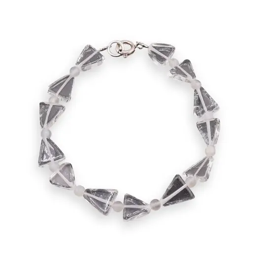Bratara Cristal de stanca triunghi 10mm si Piatra lunii sfere 3mm, imagine 2