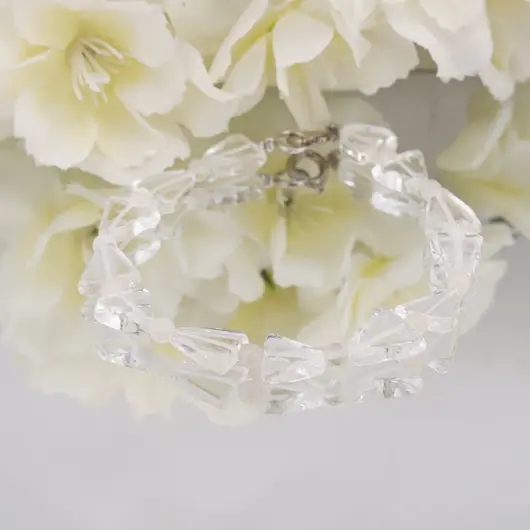Bratara Cristal de stanca triunghi 10mm si Piatra lunii sfere 3mm, imagine 3