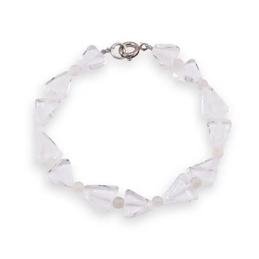Bratara Cristal de stanca triunghi 10mm si Piatra lunii sfere 3mm