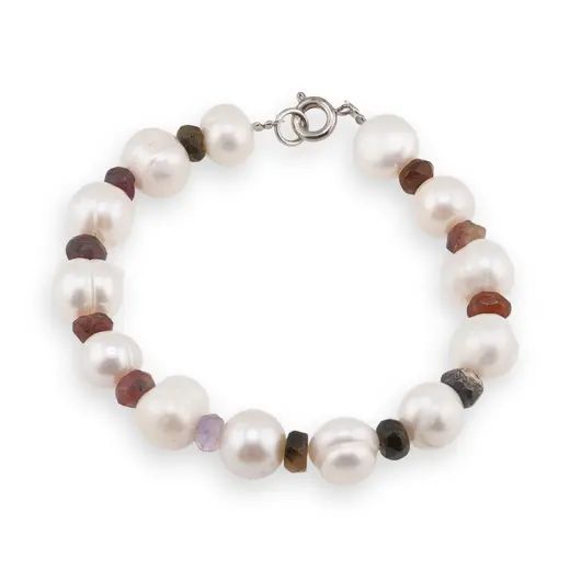 Bratara Perle de cultura sfere 10mm si mix cristale discuri fatetate 6mm