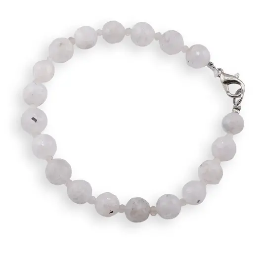 Bratara Piatra lunii sfere fatetate 8mm si discuri fatetate 3mm