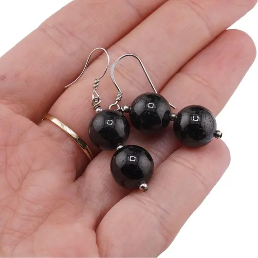 Cercei cu agatatoare Granat sfere 10mm si Argint 925, imagine 4