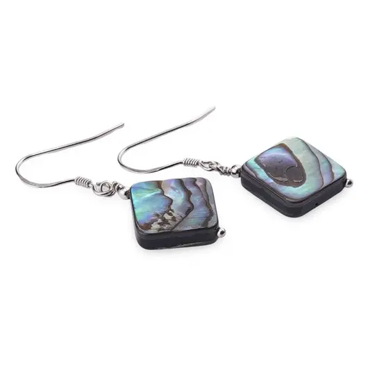 Cercei cu agatatoare Scoica Abalone romb 15mm cu Argint 925, imagine 2