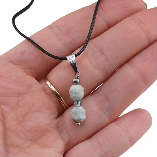 Pandantiv Larimar fatetat, 6mm, imagine 4