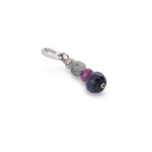 Pandantiv Smarald, Rubin sfere fatetate 4-5mm si Safir disc fatetat 6mm cu Argint 925, imagine 2