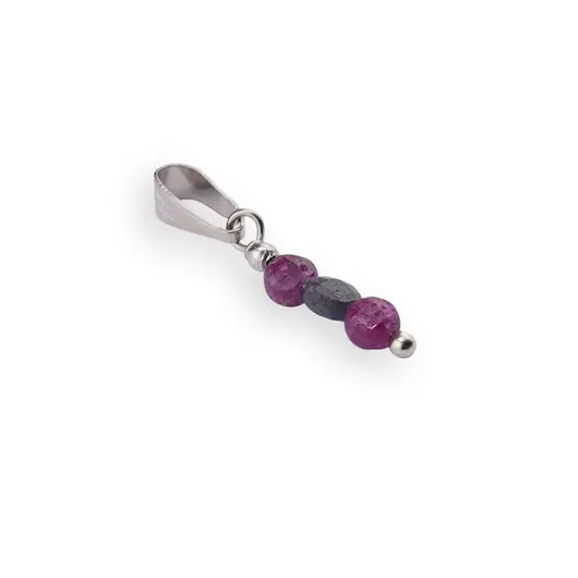 Pandantiv un Safir si doua Rubine, banuti fatetati 4mm, imagine 2