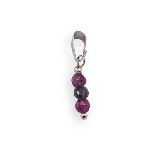 Pandantiv un Safir si doua Rubine, banuti fatetati 4mm