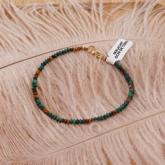 Bratara Ochi de tigru si Malachit discuri 3mm, imagine 3