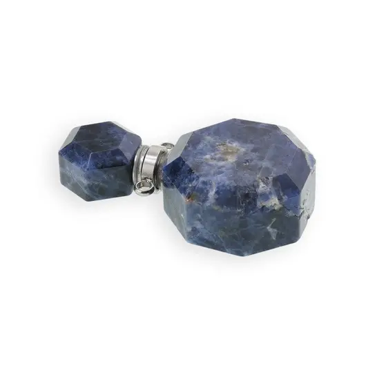 Pandantiv cristal natural Sodalit sticluta cu agatatoare argintie, model octogon - 3,5cm, imagine 2