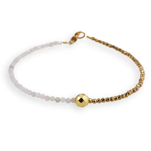 Bratara Berile si Hematit auriu sfere fatetate 2mm, imagine 2