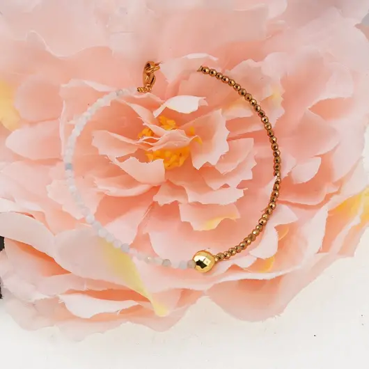 Bratara Berile si Hematit auriu sfere fatetate 2mm, imagine 3