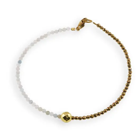 Bratara Berile si Hematit auriu sfere fatetate 2mm