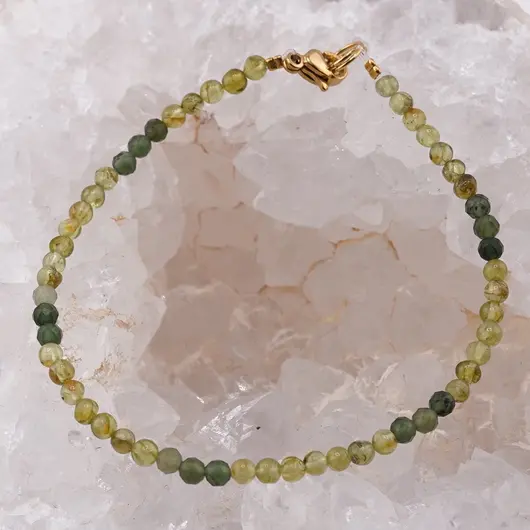Bratara Peridot sfere si Jad sfere fatetate, 3mm, imagine 2