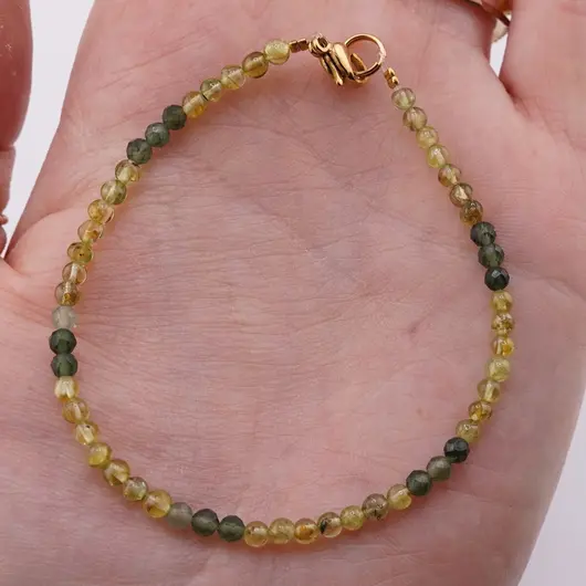Bratara Peridot sfere si Jad sfere fatetate, 3mm, imagine 3
