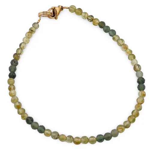 Bratara Peridot sfere si Jad sfere fatetate, 3mm