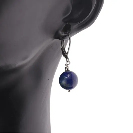 Cercei cu agatatoare Azurit sfera 10mm, imagine 2