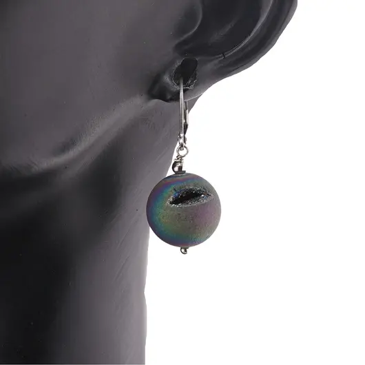 Cercei cu agatatoare Cuart titan aura sfere 14mm, imagine 2