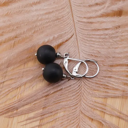 Cercei cu agatatoare onix negru mat, imagine 3