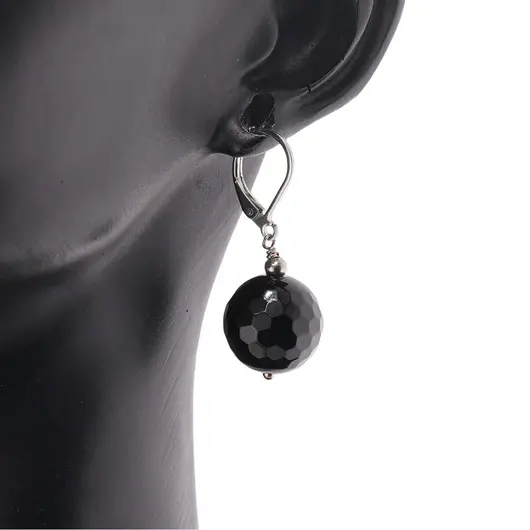 Cercei cu agatatoare Onix sfere fatetate 14mm, imagine 2