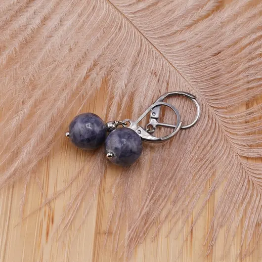 Cercei cu agatatoare Safir sfere 10mm, imagine 3