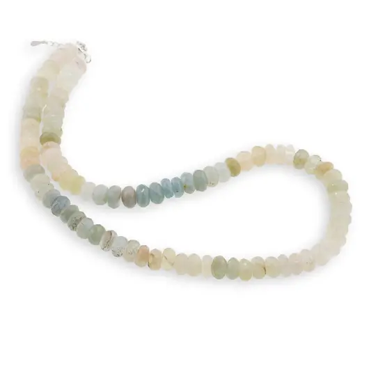 Colier Acvamarin discuri fatetate 8mm si argint 925