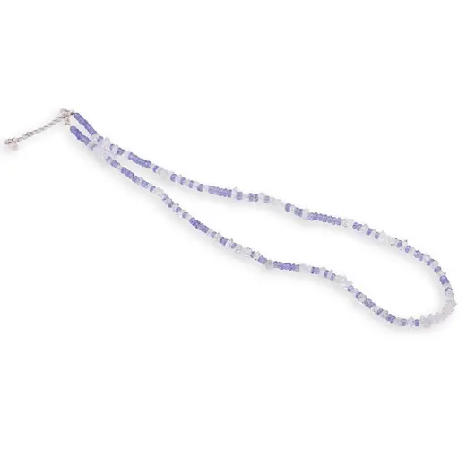 Colier Diamant Herkimer cu varf 4-6mm, Tanzanit discuri fatetate 3mm si argint 925